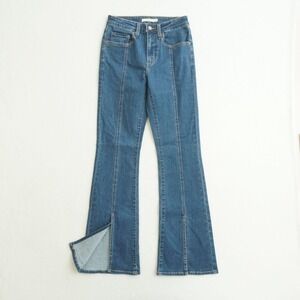 Levis 726 Flare Jeans Womens Size 27 Medium Wash Denim High Rise Split Hem